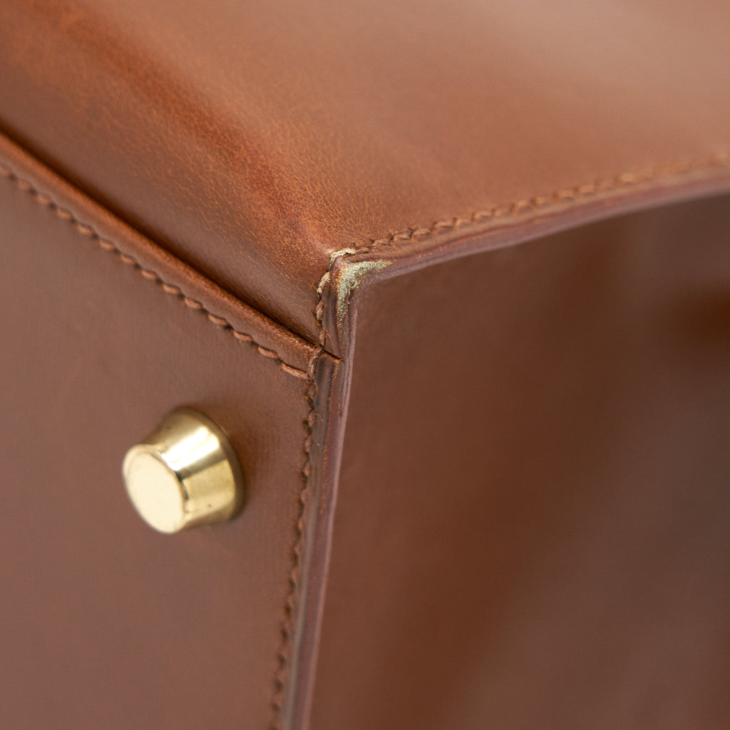 HERMES VINTAGE KELLY 32 BROWN GHW BOX LEATHER