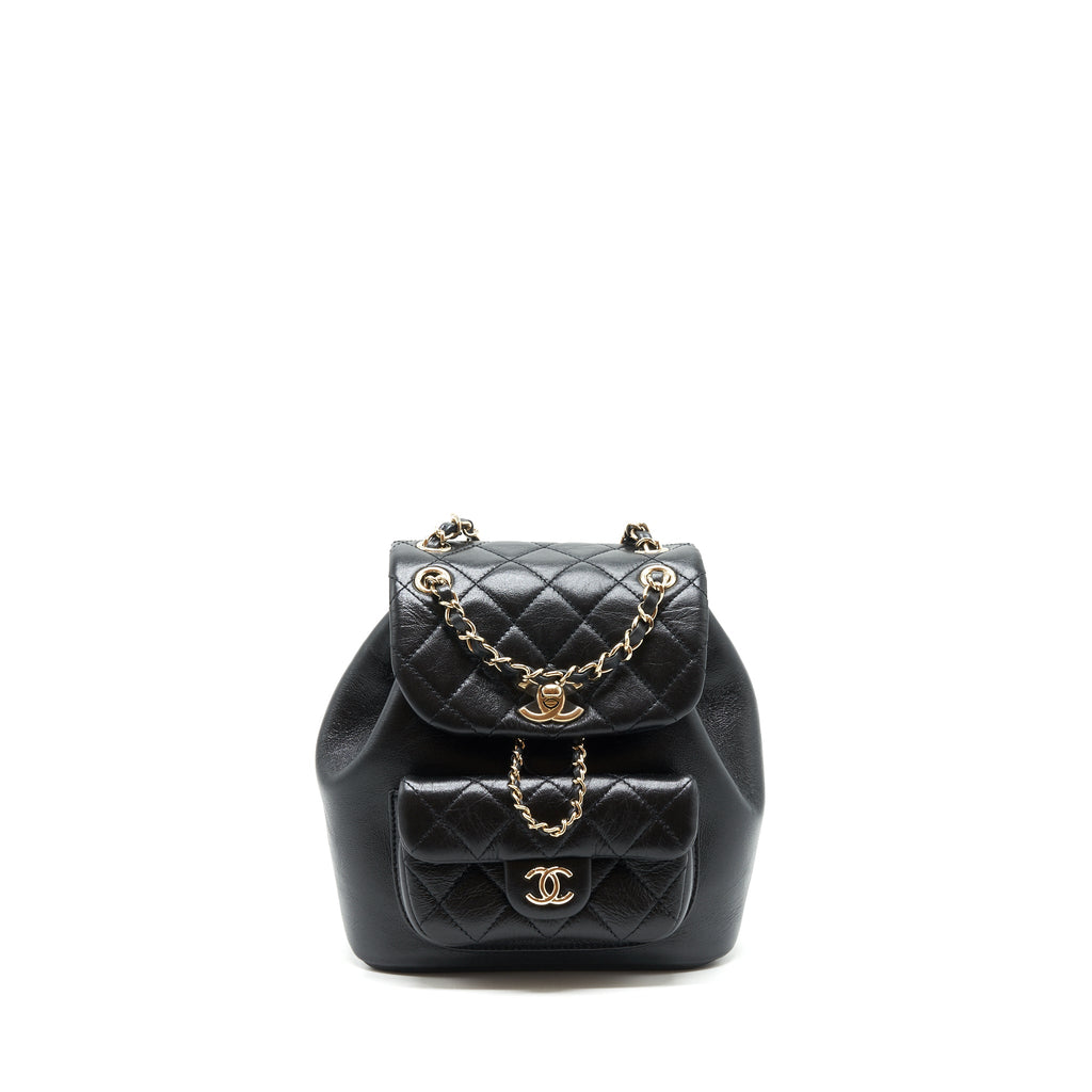 CHANEL 22C MINI DUMA BACKPACK CALFSKIN BLACK LGHW(MICROCHIP)