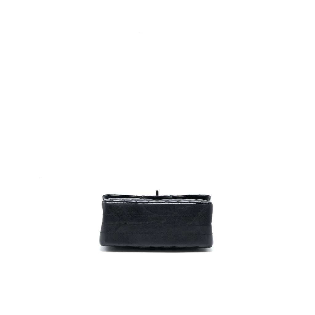 CHANEL MINI REISSUE 2.55 FLAP BAG CHEVRON AGED CALFSKIN SO BLACK