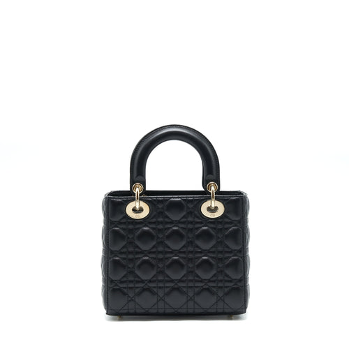 DIOR SMALL LADY DIOR LAMBSKIN BLACK LGHW