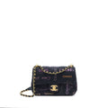 CHANEL 22P BLACK DENIM FLAP BAG BRUSHED GHW(MICROCHIP)