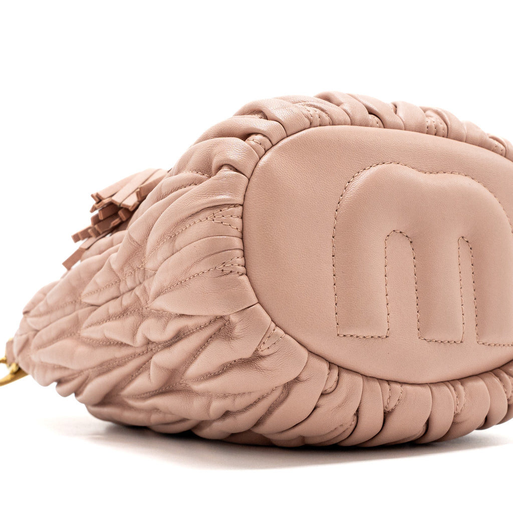 MIUMIU MATELASSE BUCKET BAG NAPPA PINK GHW