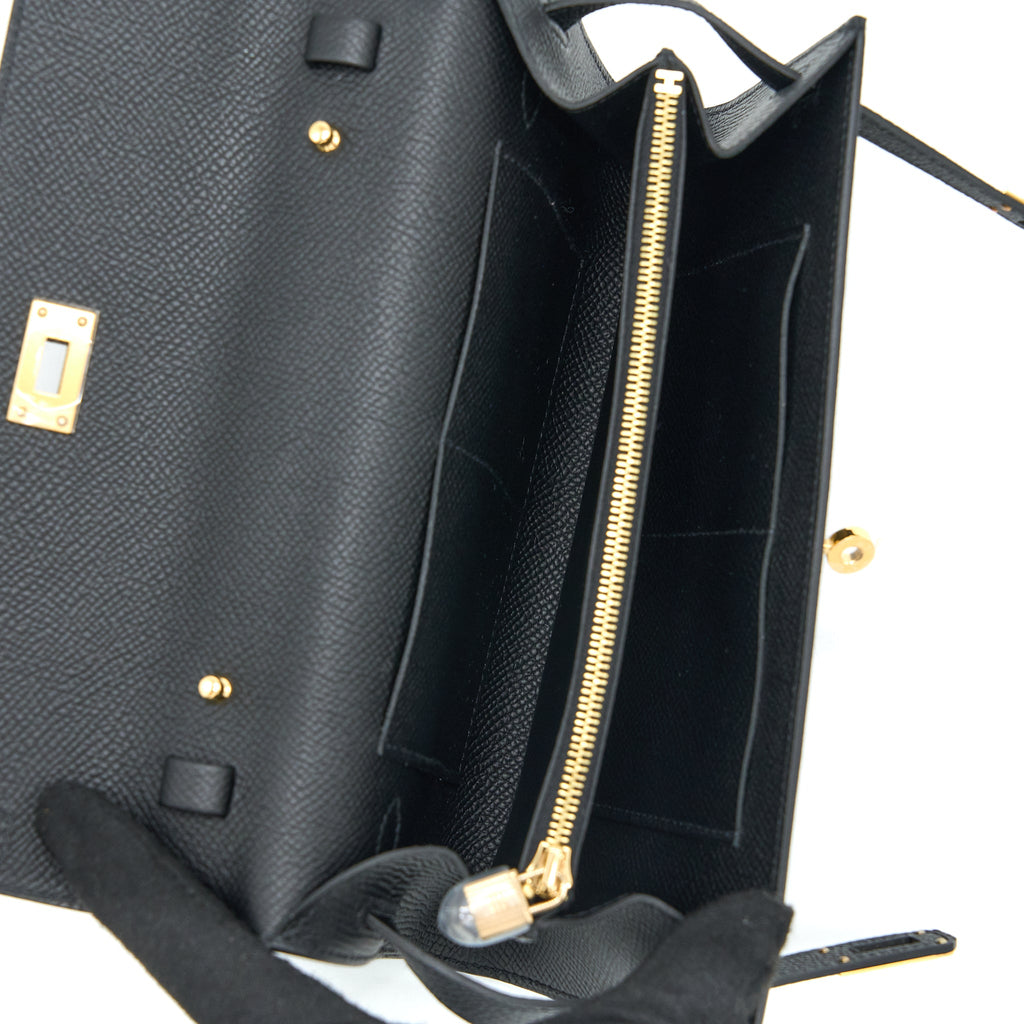 HERMES KELLY TO GO EPSOM BLACK GHW