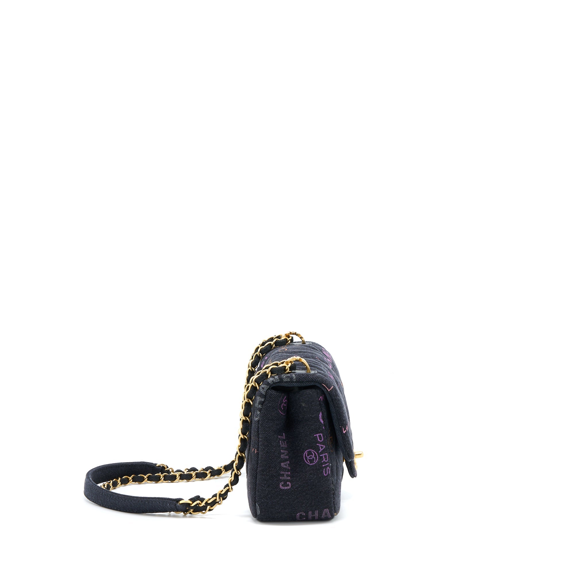 CHANEL 22P BLACK DENIM FLAP BAG BRUSHED GHW(MICROCHIP)