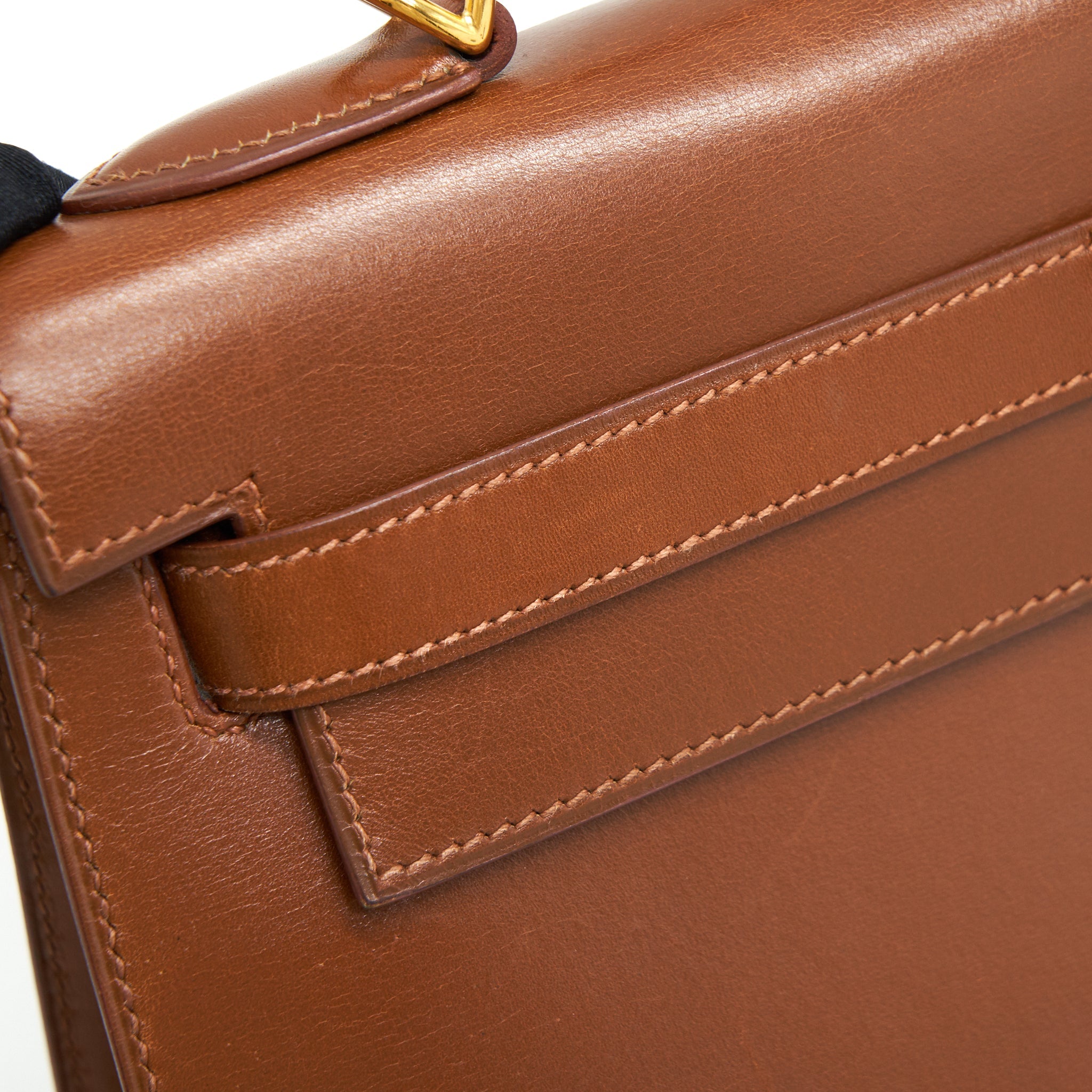 HERMES VINTAGE KELLY 32 BROWN GHW BOX LEATHER
