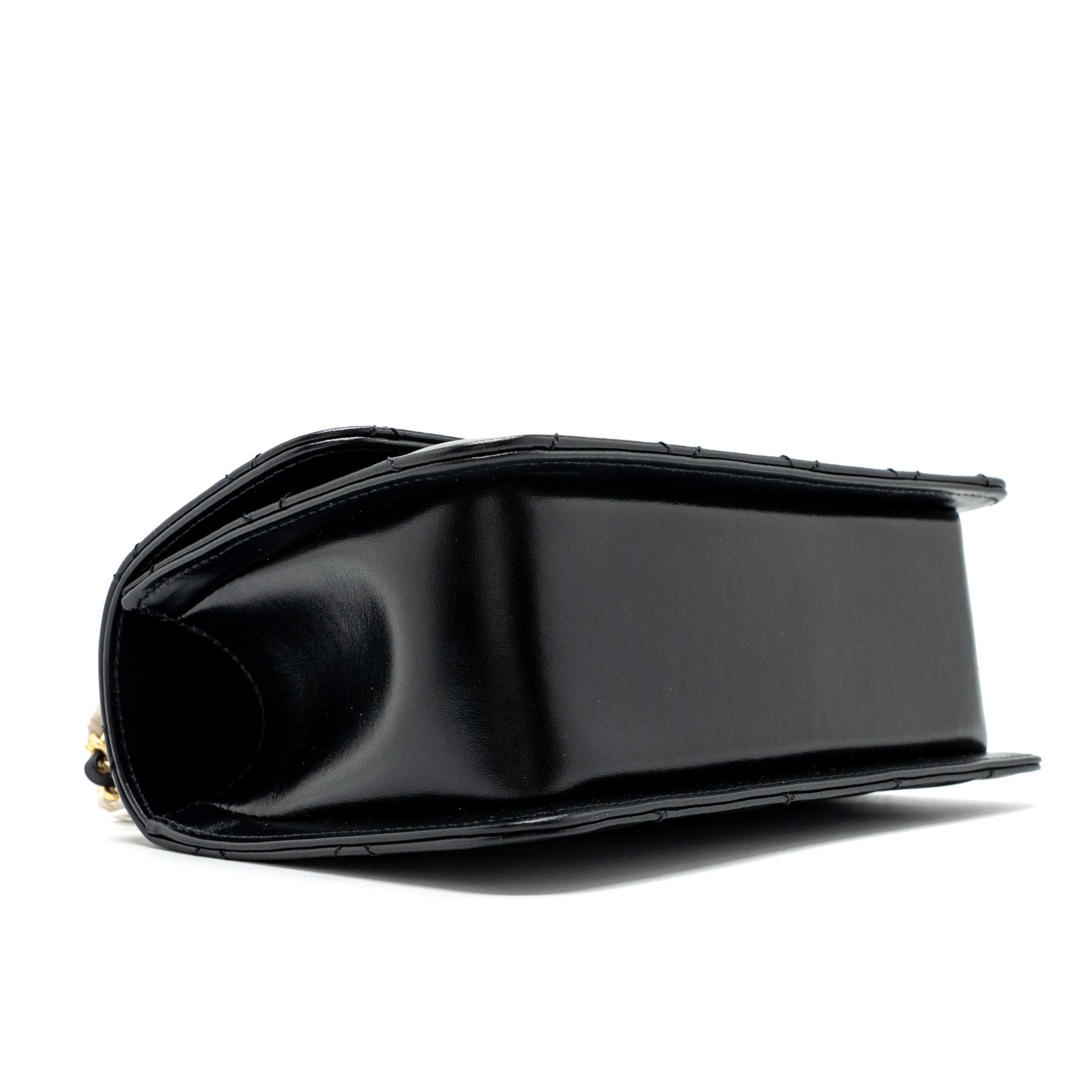 CHANEL 24C GOLD CRUSH MINI FLAP BAG CALFSKIN BLACK GHW  (MICROCHIP)