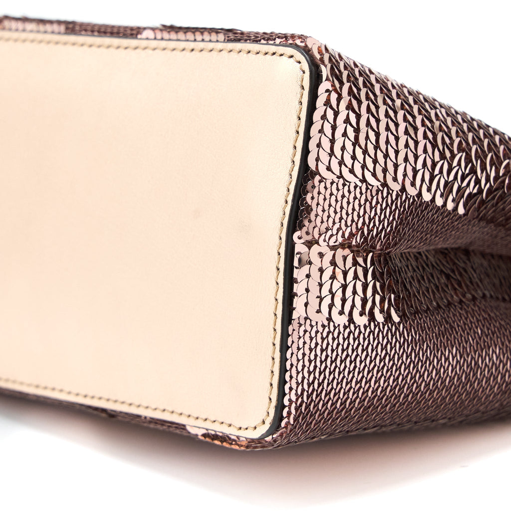 FENDI MINI PEEKABOO SEQUIN/LEATHER LIGHT PINK WITH PINK HARDWARE
