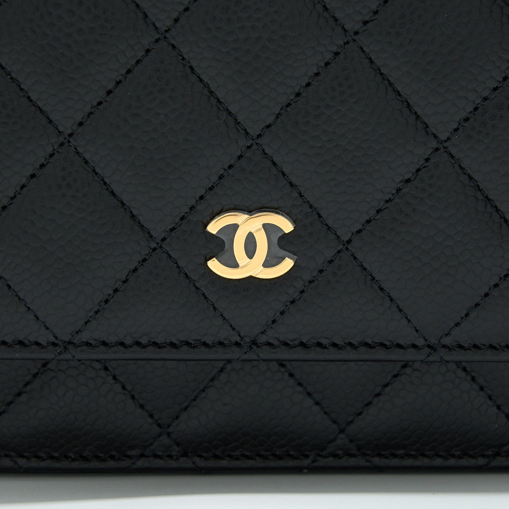 CHANEL CLASSIC WALLET ON CHAIN CAVIAR BLACK GHW (MICROCHIP)