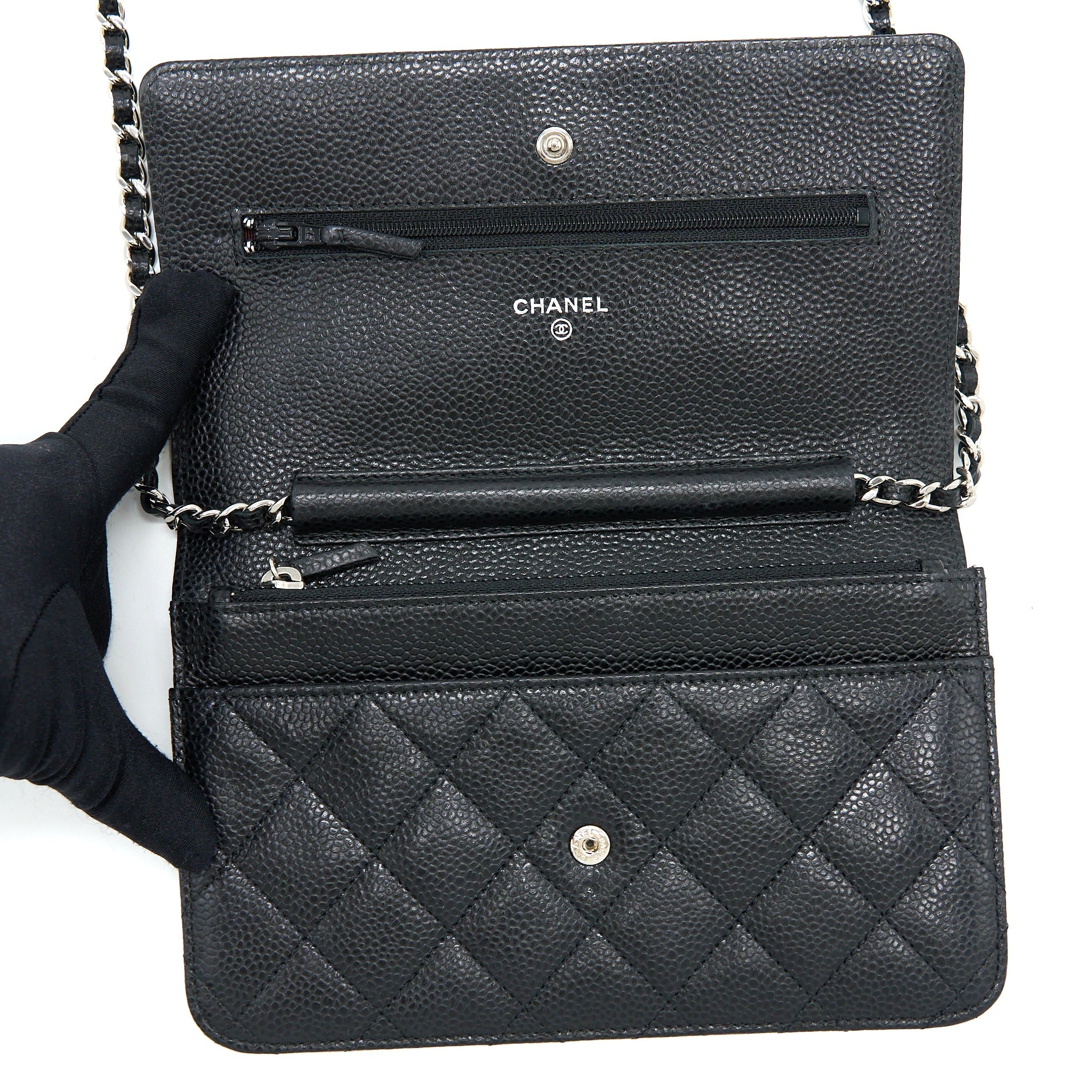 CHANEL CLASSIC WALLET ON CHAIN CAVIAR BLACK SHW
