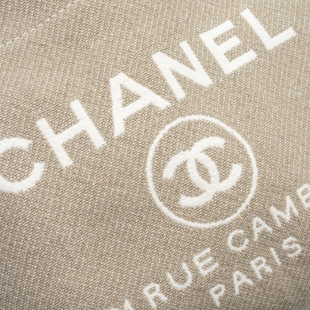 CHANEL DEAUVILLE BAG CANVAS/ LEATHER BEIGE/WHITE GHW (MICROCHIP)