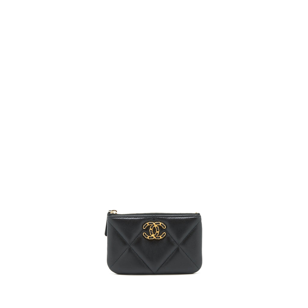 CHANEL 19 MINI POUCH LAMBSKIN BLACK GHW