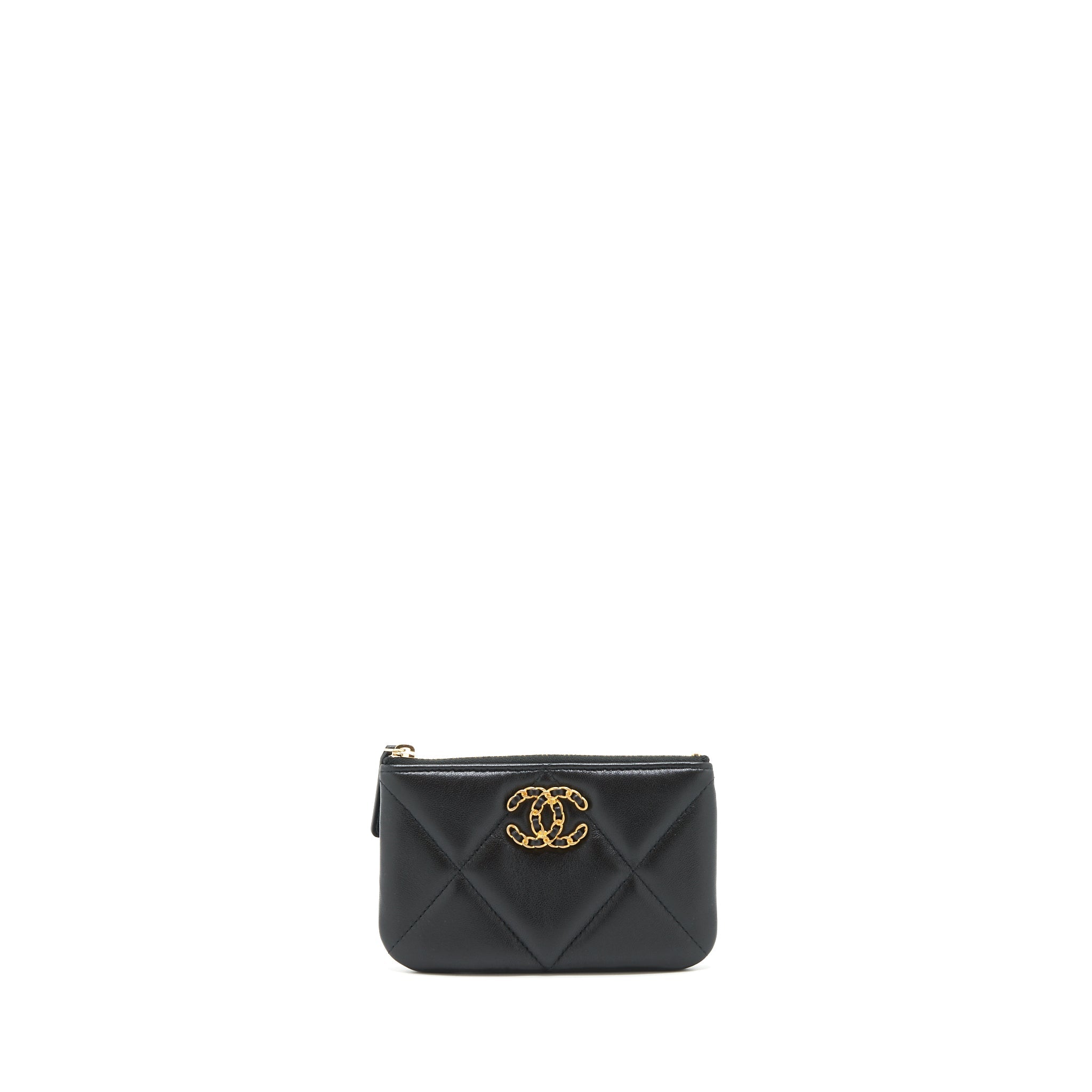 CHANEL 19 MINI POUCH LAMBSKIN BLACK GHW