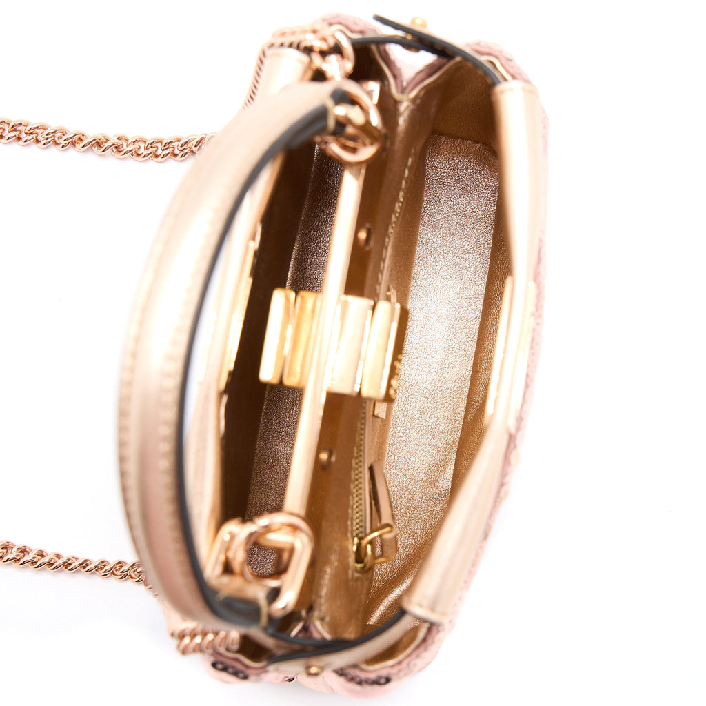 FENDI MINI PEEKABOO SEQUIN/LEATHER LIGHT PINK WITH PINK HARDWARE