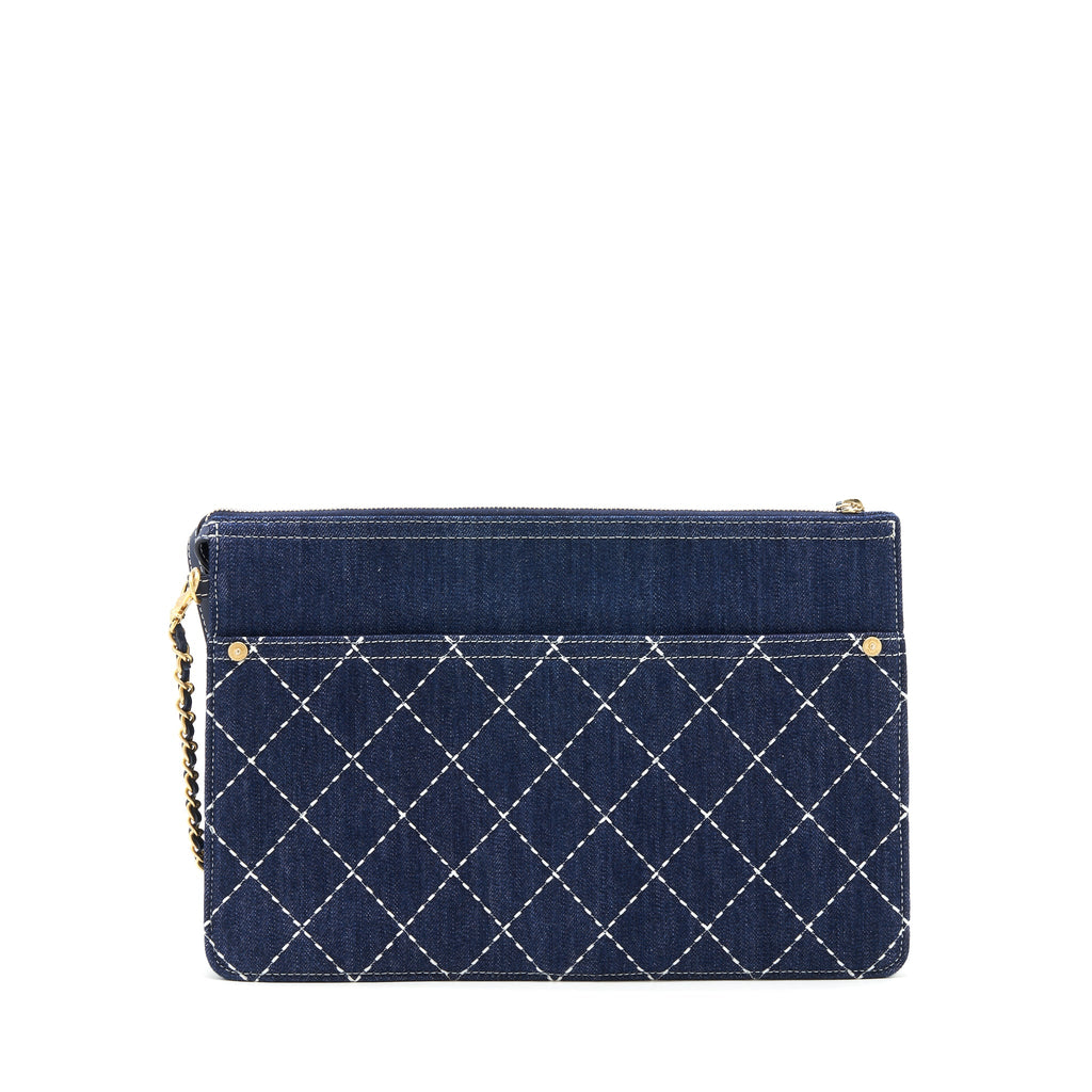 CHANEL DANIM CLUTCH WITH POUCH GHW