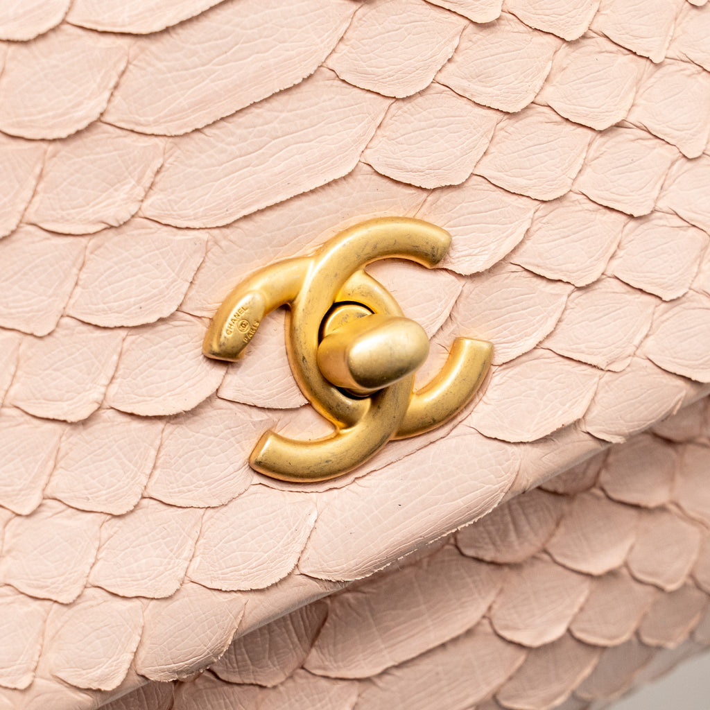 CHANEL SMALL COCO HANDLE PYTHON LIGHT PINK GHW