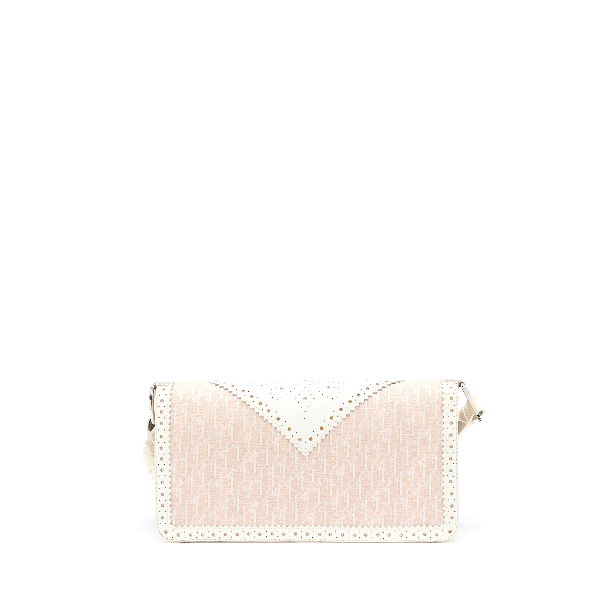 DIOR PINK LOGO MONOGRAM LACE HANDBAG PEARL D STRAP CHARM SHW