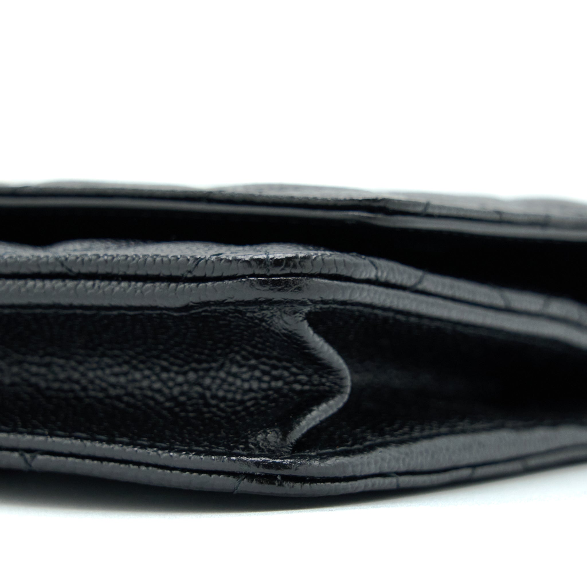CHANEL LETTER TOP HANDLE WALLET ON CHAIN CAVIAR BLACK GHW (MICROCHIP)