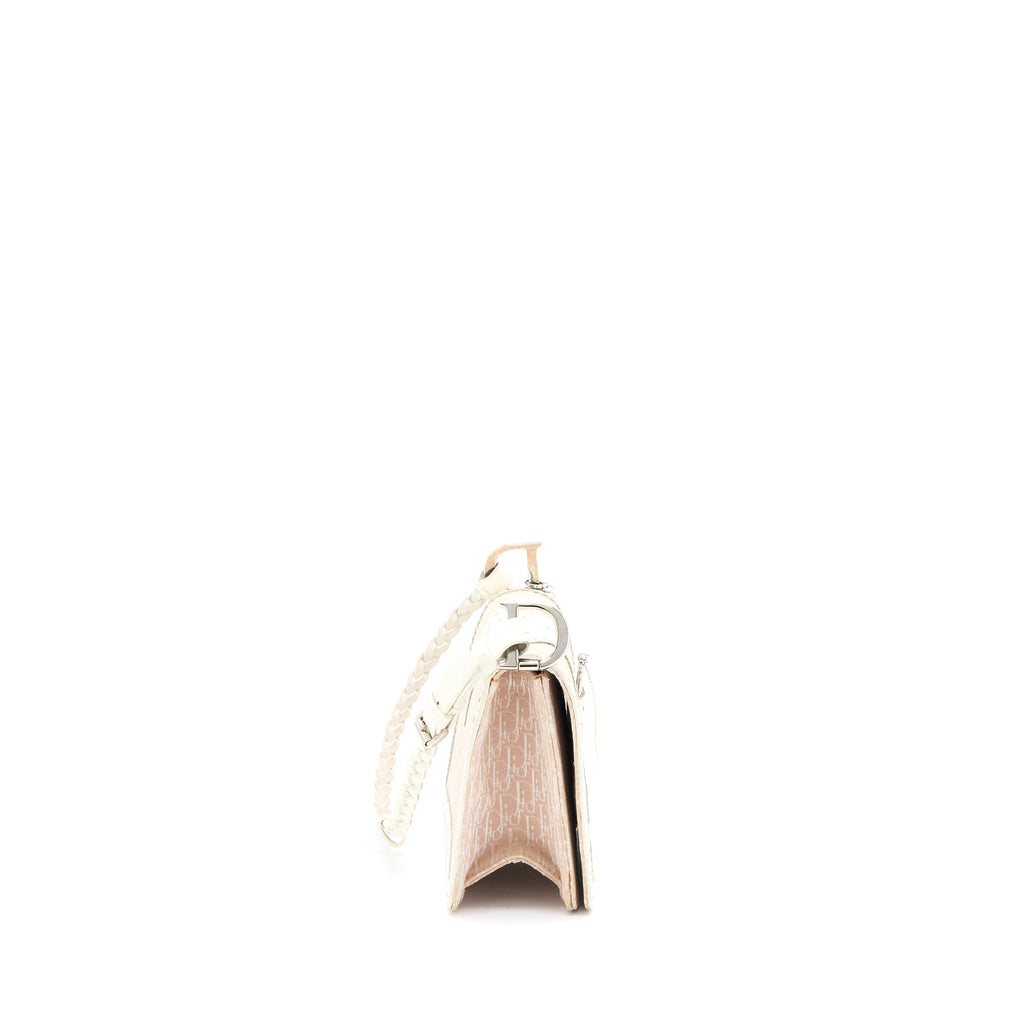 DIOR PINK LOGO MONOGRAM LACE HANDBAG PEARL D STRAP CHARM SHW