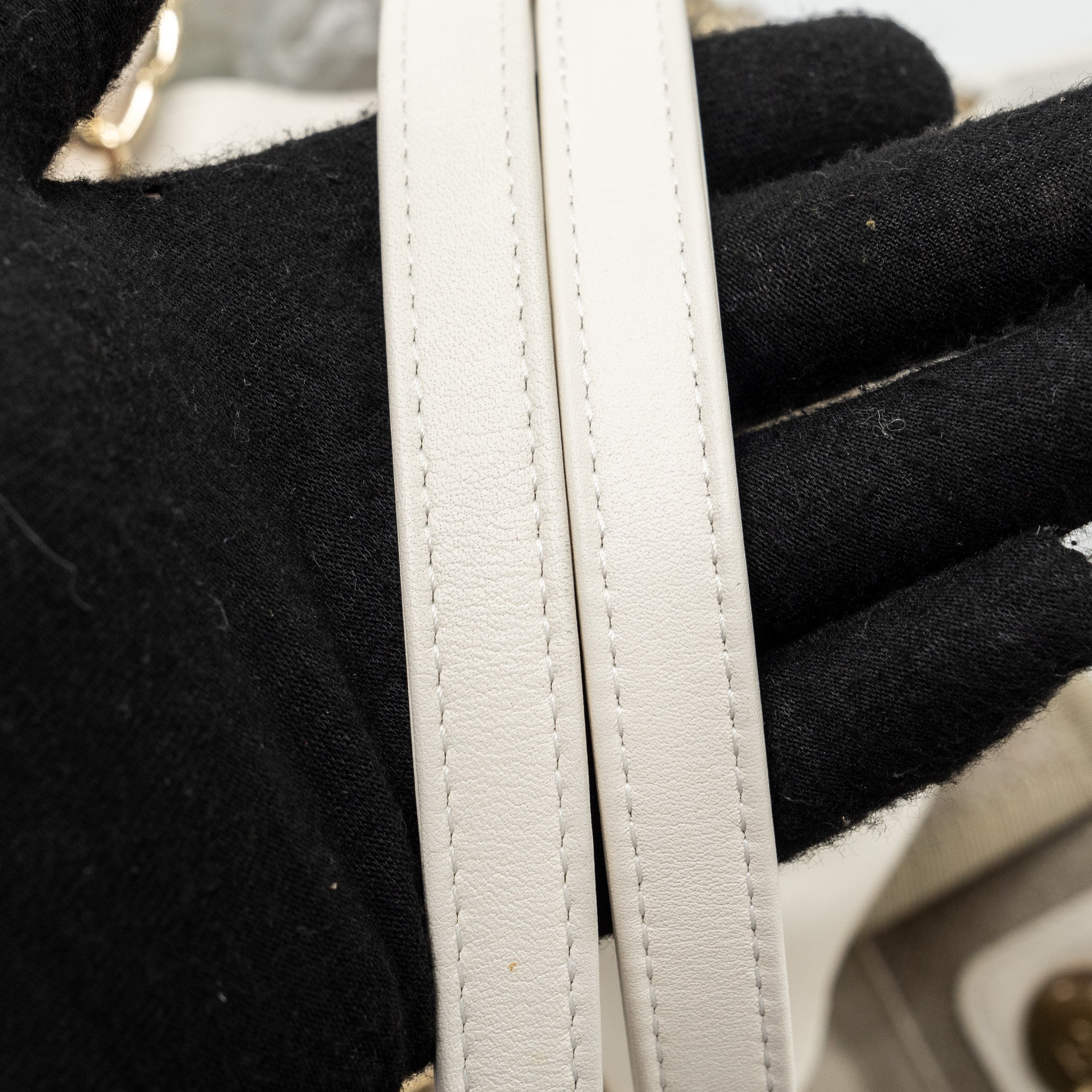 CHANEL DEAUVILLE BAG CANVAS/ LEATHER BEIGE/WHITE GHW (MICROCHIP)