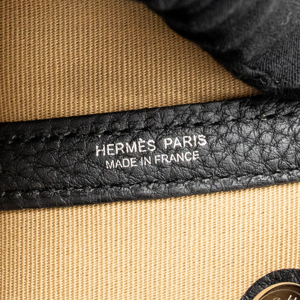 HERMES GARDEN PARTY 30 CANVAS/NEGONDA LEATHER TRENCH/BLACK SHW