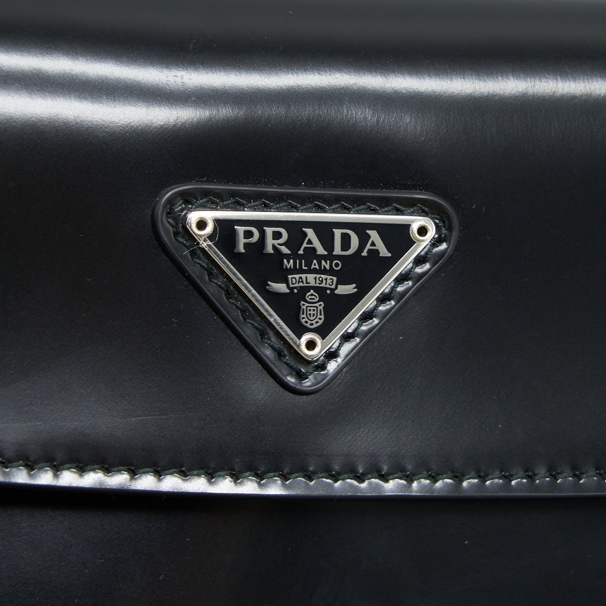 PRADA CLEO SHOULDER BAG BRUSHED LEATHER BLACK SHW