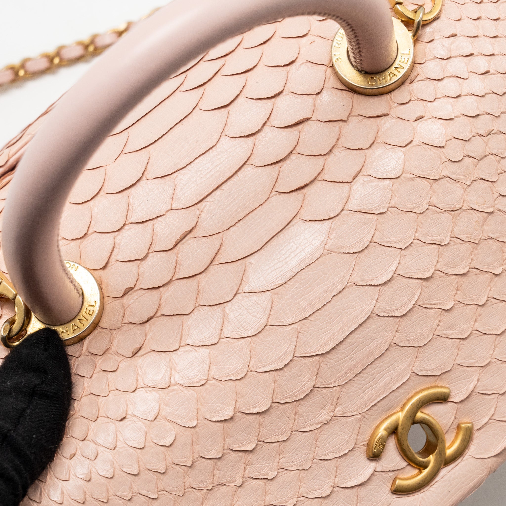 CHANEL SMALL COCO HANDLE PYTHON LIGHT PINK GHW