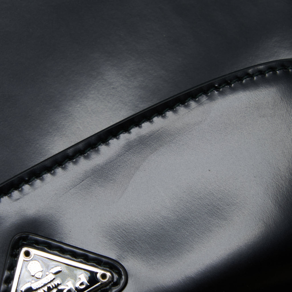 PRADA CLEO SHOULDER BAG BRUSHED LEATHER BLACK SHW