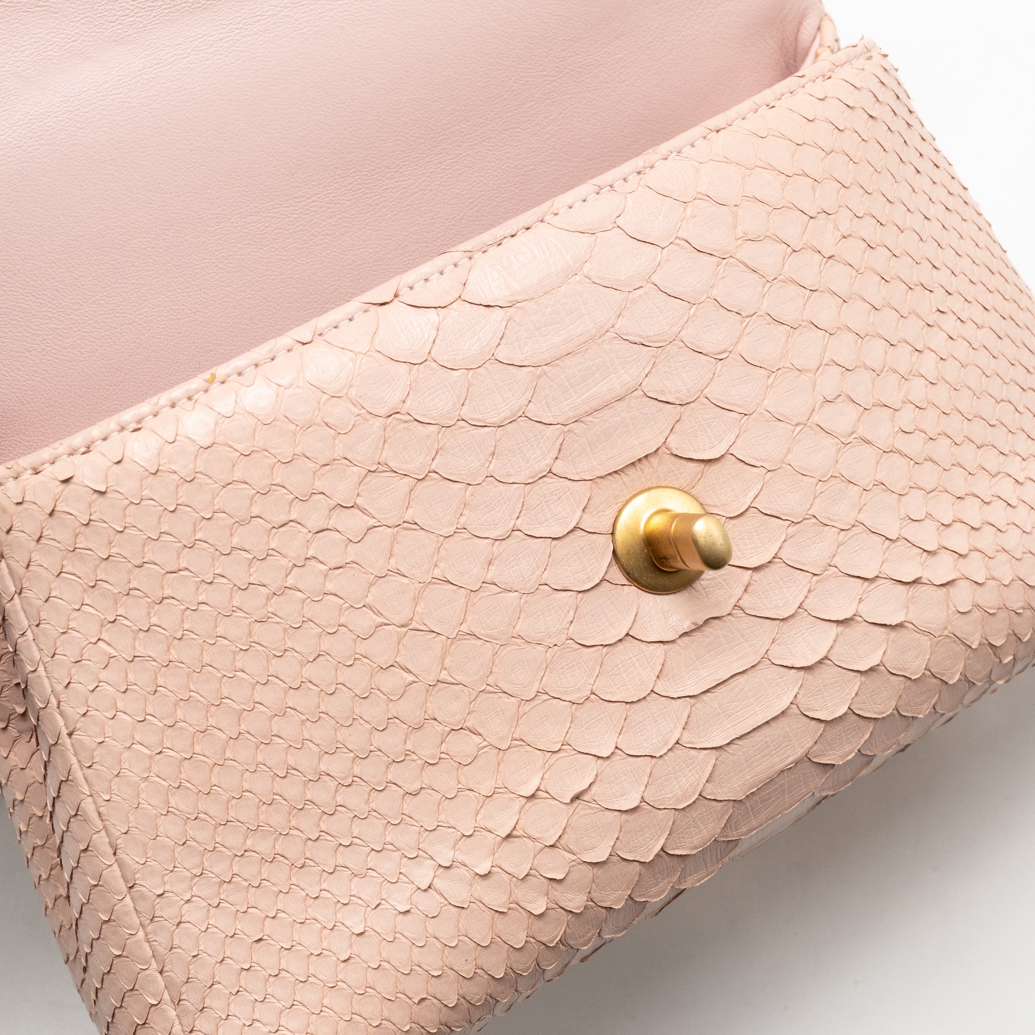 CHANEL SMALL COCO HANDLE PYTHON LIGHT PINK GHW