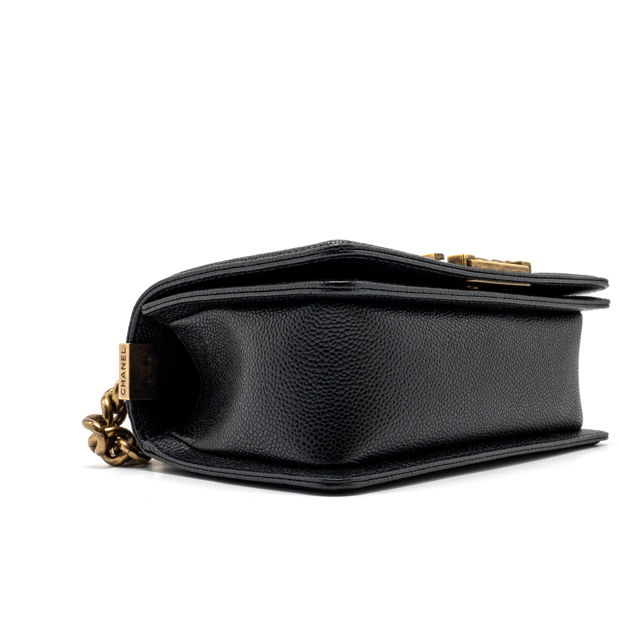 CHANEL SMALL BOY BAG CAVIAR BLACK RUTHENIUM GHW