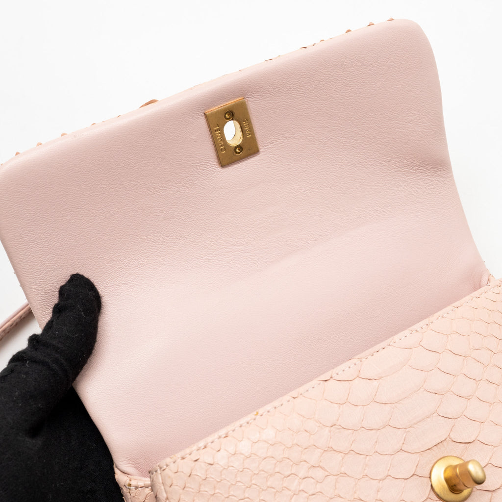 CHANEL SMALL COCO HANDLE PYTHON LIGHT PINK GHW