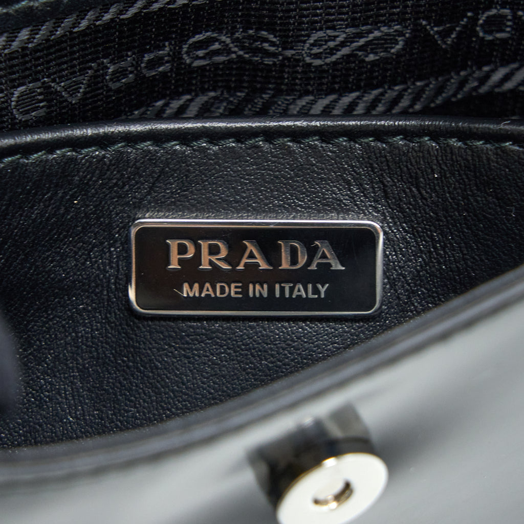 PRADA CLEO SHOULDER BAG BRUSHED LEATHER BLACK SHW