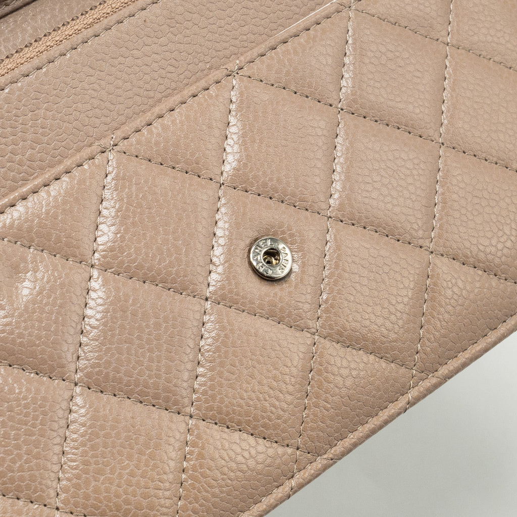 CHANEL CLASSIC WALLET ON CHAIN CAVIAR DARK BEIGE SHW