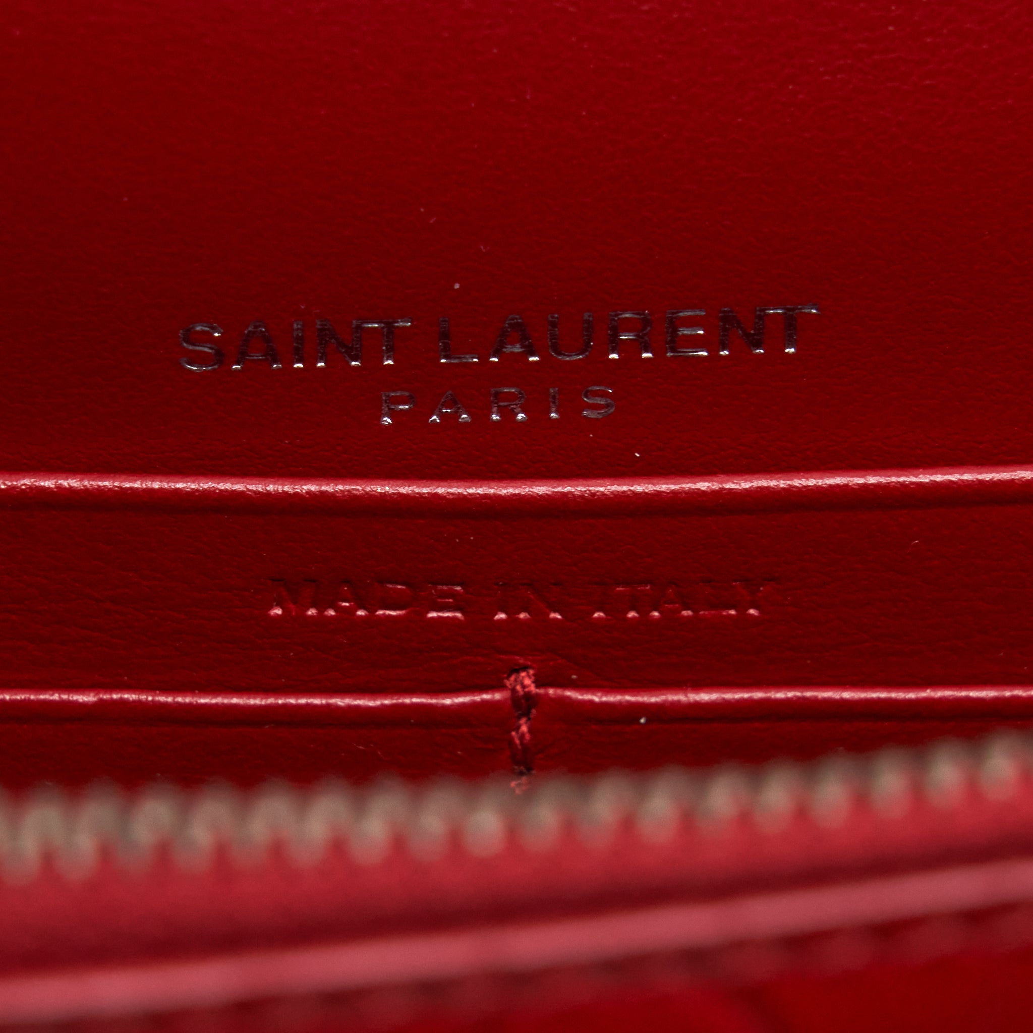 SAINT LAURENT/ YSL MINI SUNSET CROCODILE EMBOSSED RED SHW