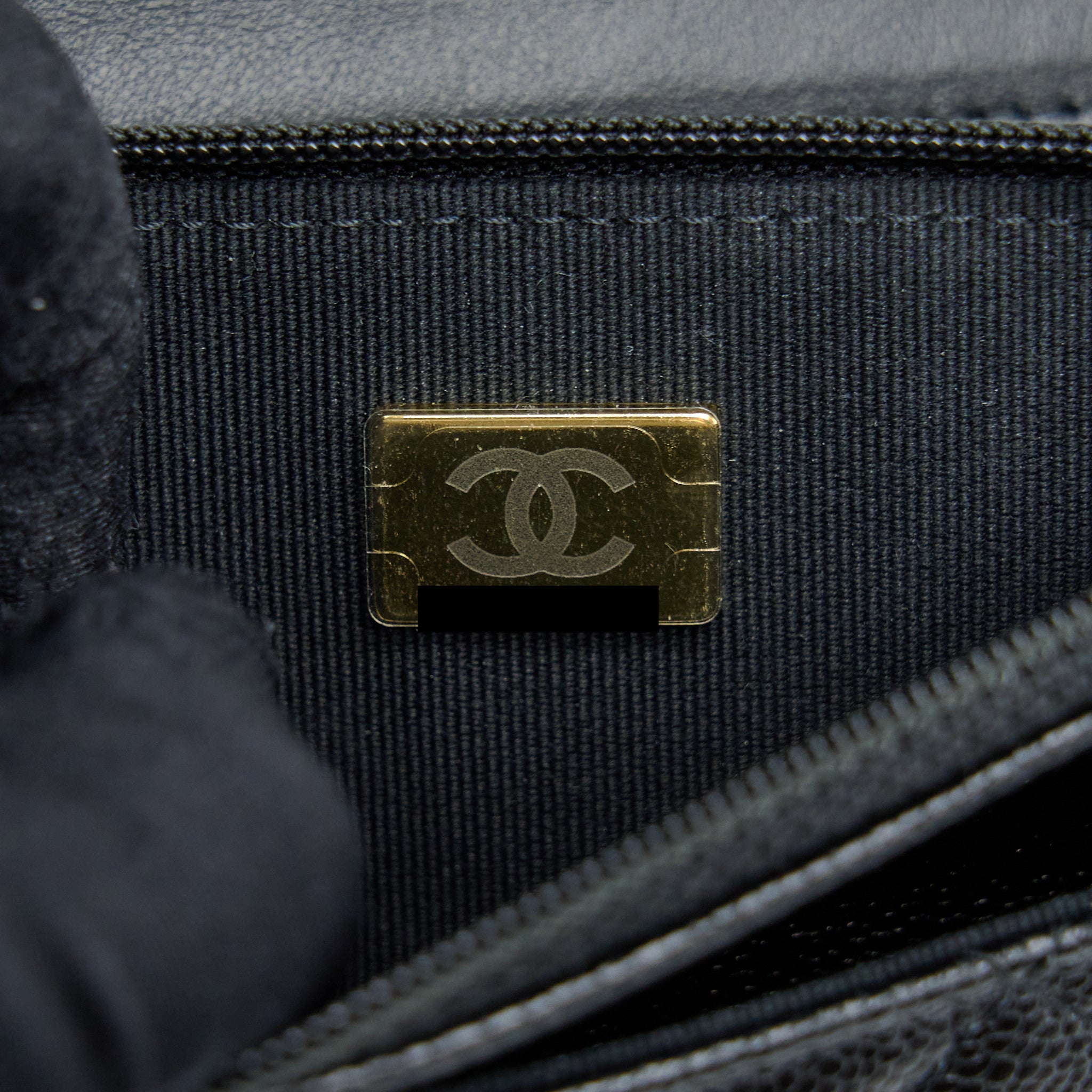CHANEL LETTER TOP HANDLE WALLET ON CHAIN CAVIAR BLACK GHW (MICROCHIP)