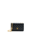 CHANEL 22K GOLD PILLAR WALLET ON CHAIN LAMBSKIN BLACK BRUSHED GHW(MICROCHIP)