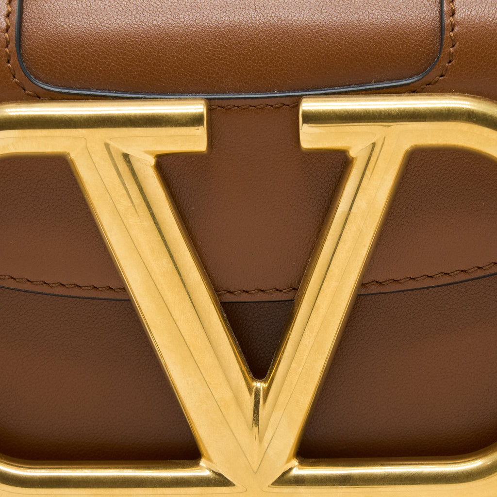 VALENTINO SMALL SUPERVEE CROSSBODY BAG CALFSKIN BROWN GHW