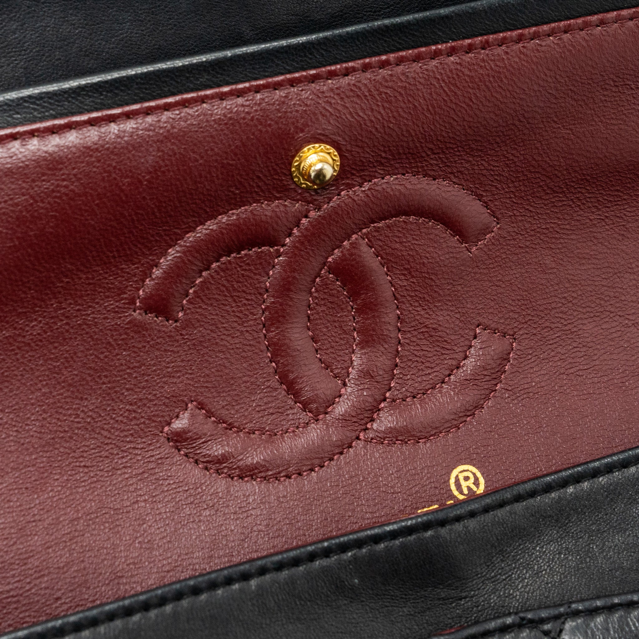 CHANEL VINTAGE SMALL CLASSIC DOUBLE FLAP BAG LAMBSKIN BLACK GHW