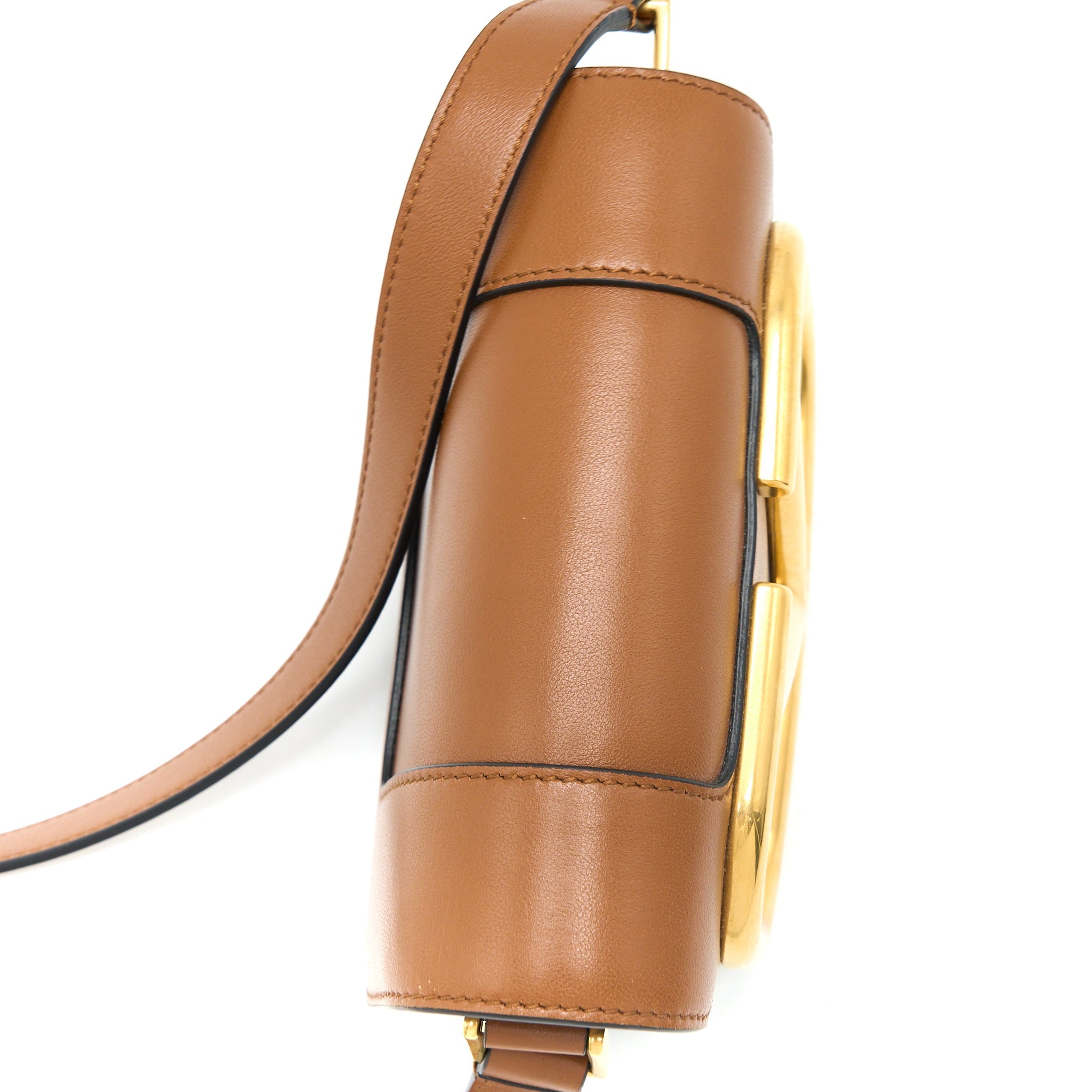 VALENTINO SMALL SUPERVEE CROSSBODY BAG CALFSKIN BROWN GHW