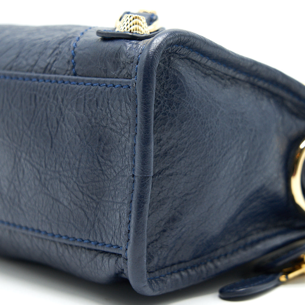 BALENCIAGA MINI GIANT CITY CROSSBODY BAG NAVY GHW