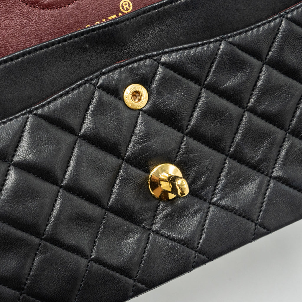 CHANEL VINTAGE SMALL CLASSIC DOUBLE FLAP BAG LAMBSKIN BLACK GHW