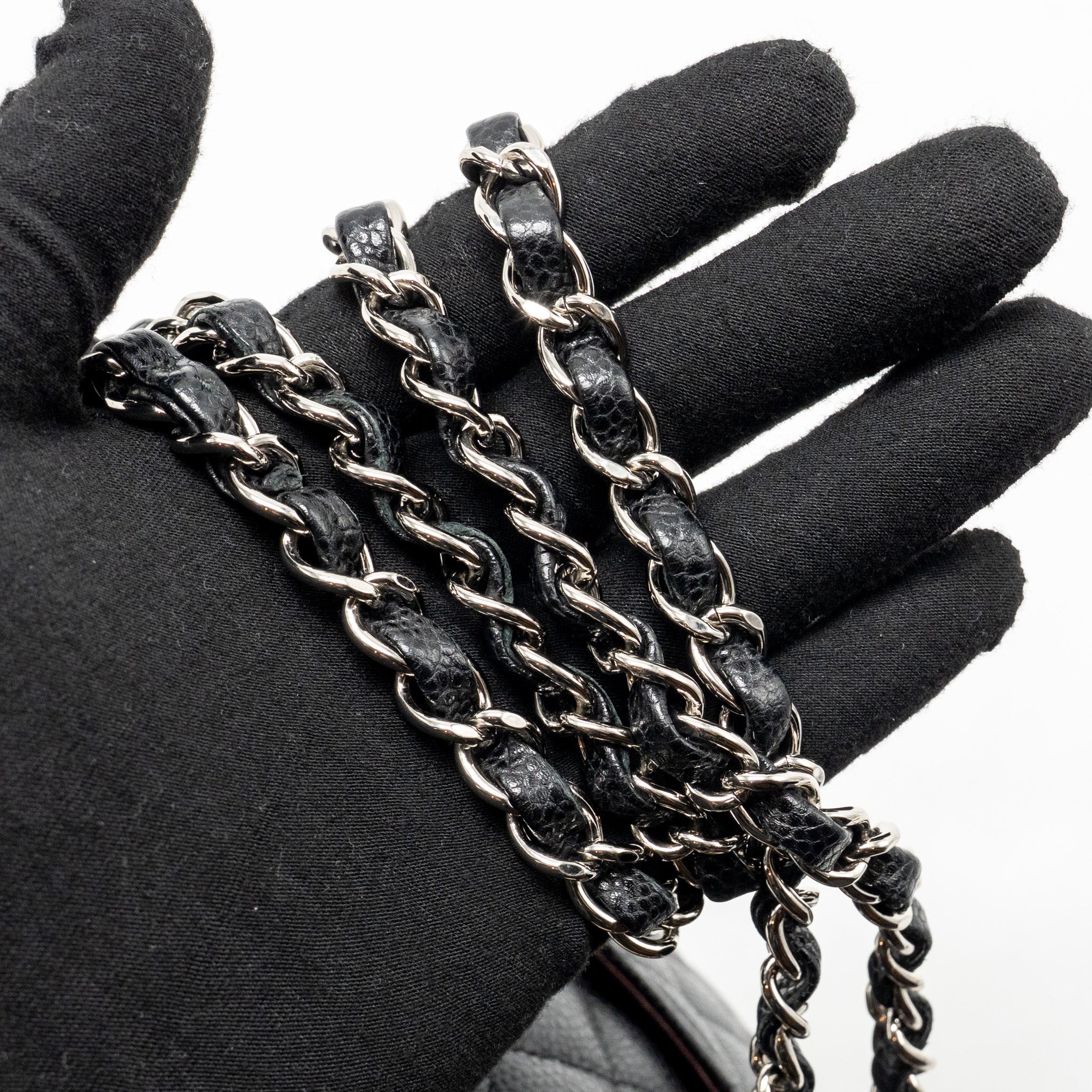 CHANEL MEDIUM CLASSIC DOUBLE FLAP BAG CAVIAR BLACK SHW