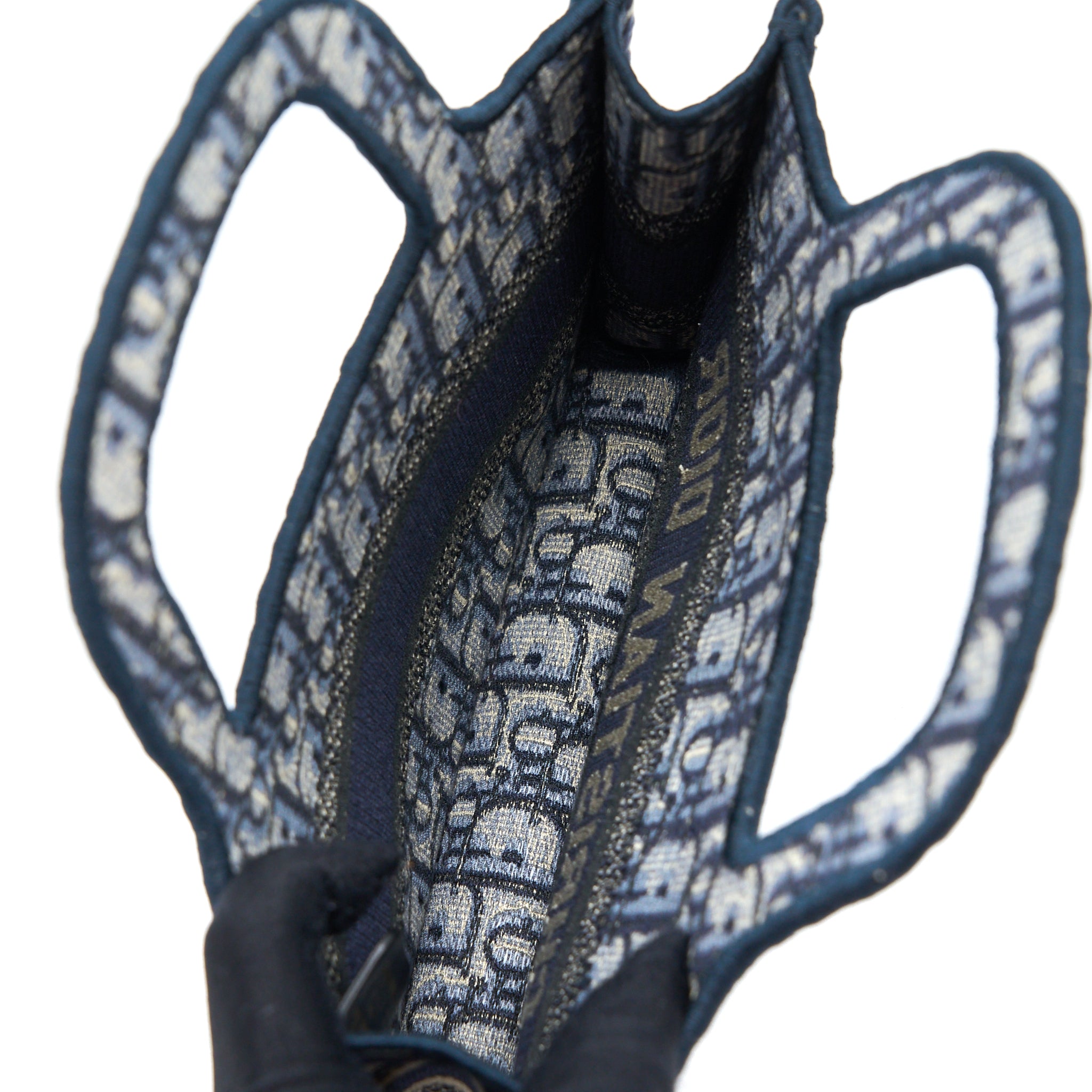 DIOR MINI BOOK TOTE BLUE OBLIQUE EMBROIDERY
