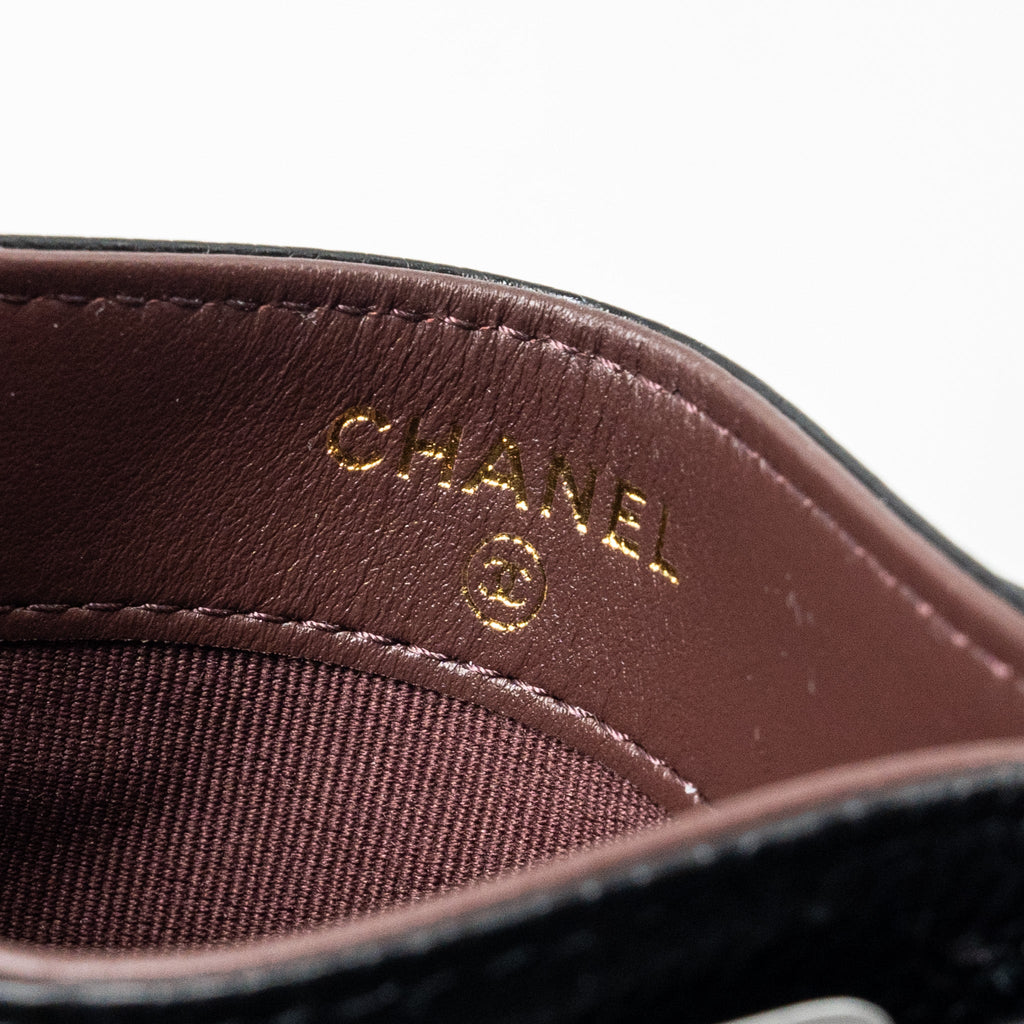 CHANEL CLASSIC CARD HOLDER CAVIAR BLACK GHW (MICROCHIP)