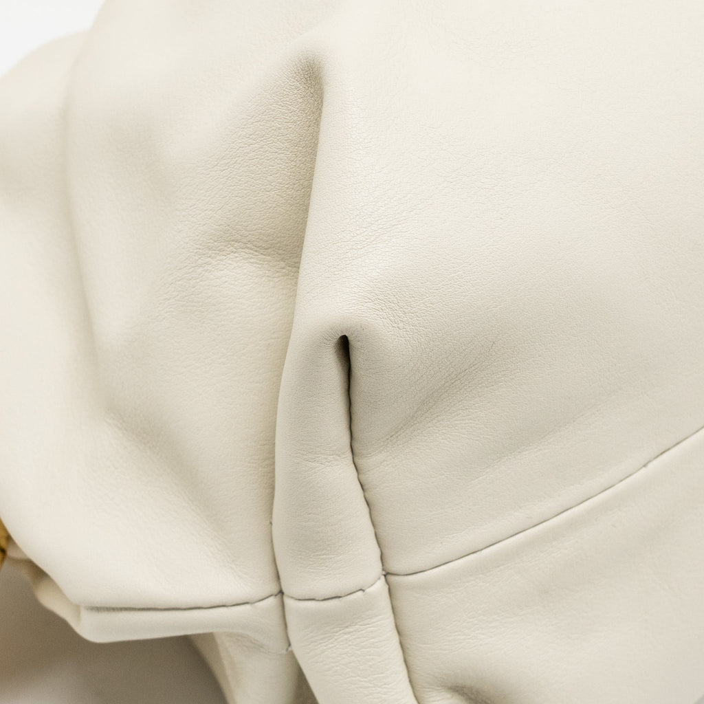BOTTEGA VENETA CHAIN POUCH BAG CALFSKIN WHITE GHW