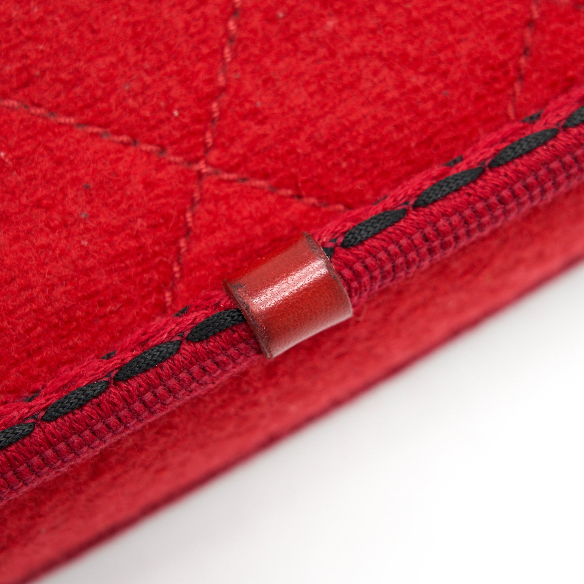 CHANEL FLAP BAG WOOL/FABRIC RED RUTHENIUM HARDWARE