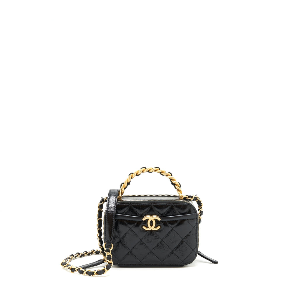 CHANEL VANITY CASE HANDLE CROSSBODY BAG CALFSKIN BLACK GHW