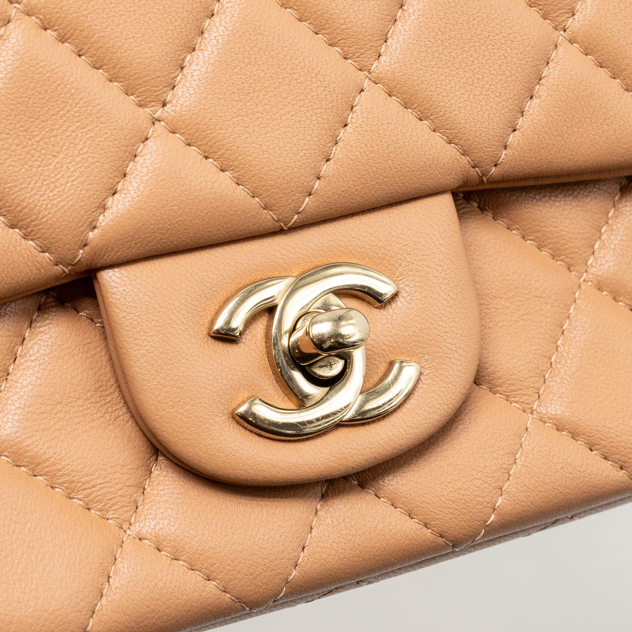 CHANEL MINI RECTANGULAR FLAP BAG LAMBSKIN CARAMEL LGHW (MICROCHIP)