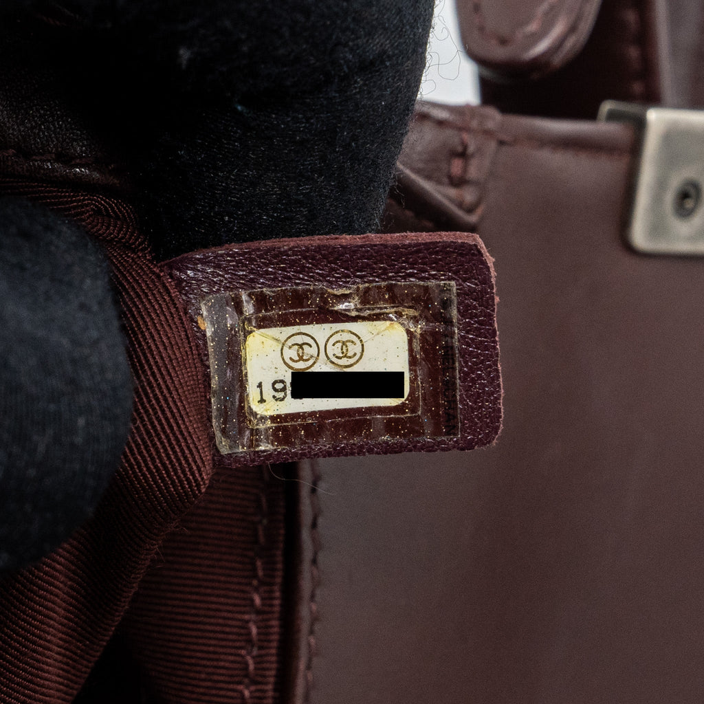 CHANEL CHEVRON SMALL BOY BAG LAMBSKIN BURGUNDY RUTHENIUM HARDWARE