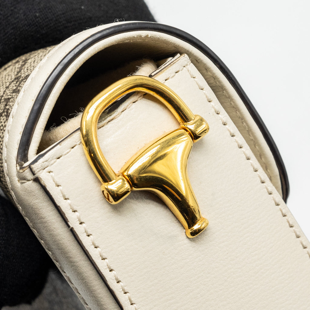 GUCCI MINI HOURSEBIT 1955 BAG GG SUPREME CANVAS/LEATHER GHW