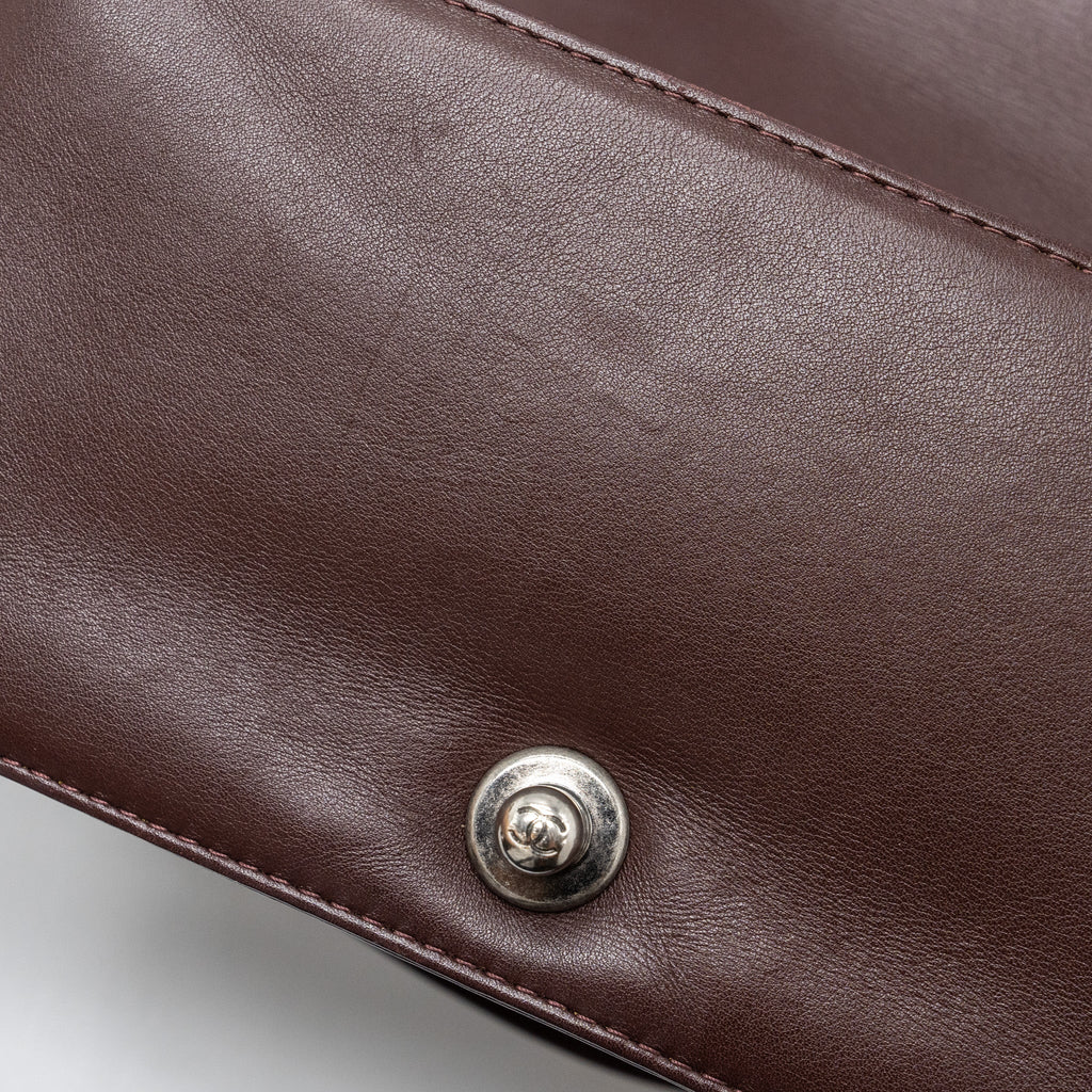 CHANEL CHEVRON SMALL BOY BAG LAMBSKIN BURGUNDY RUTHENIUM HARDWARE